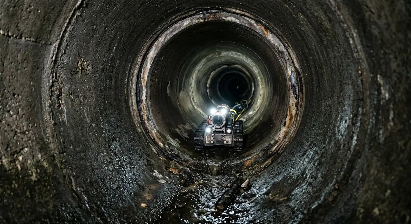Robotic sewer camera inspecting pipe interior for Drain Snake Service in Forest Hill
